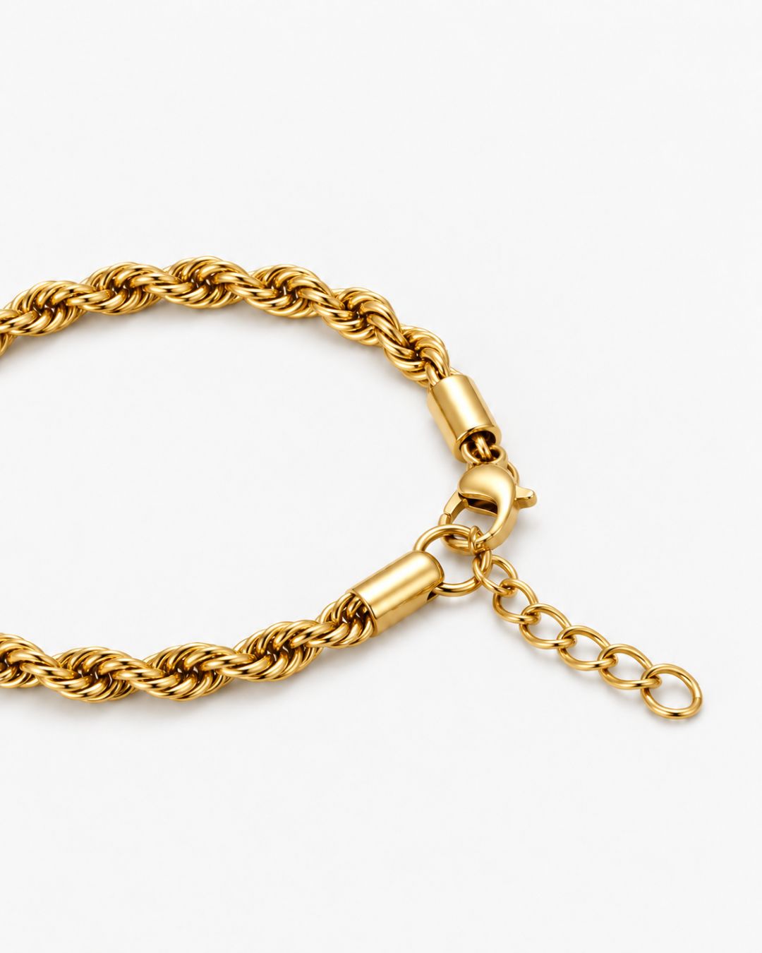 Bruce & Co Tressé Acier – Men’s 18K Gold-Plated Rope Chain Bracelet, 5 mm, Adjustable