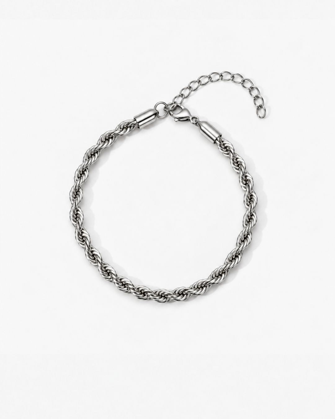 Bruce & Co Tressé Acier – Men’s Stainless Steel Rope Chain Bracelet, 5 mm, Adjustable