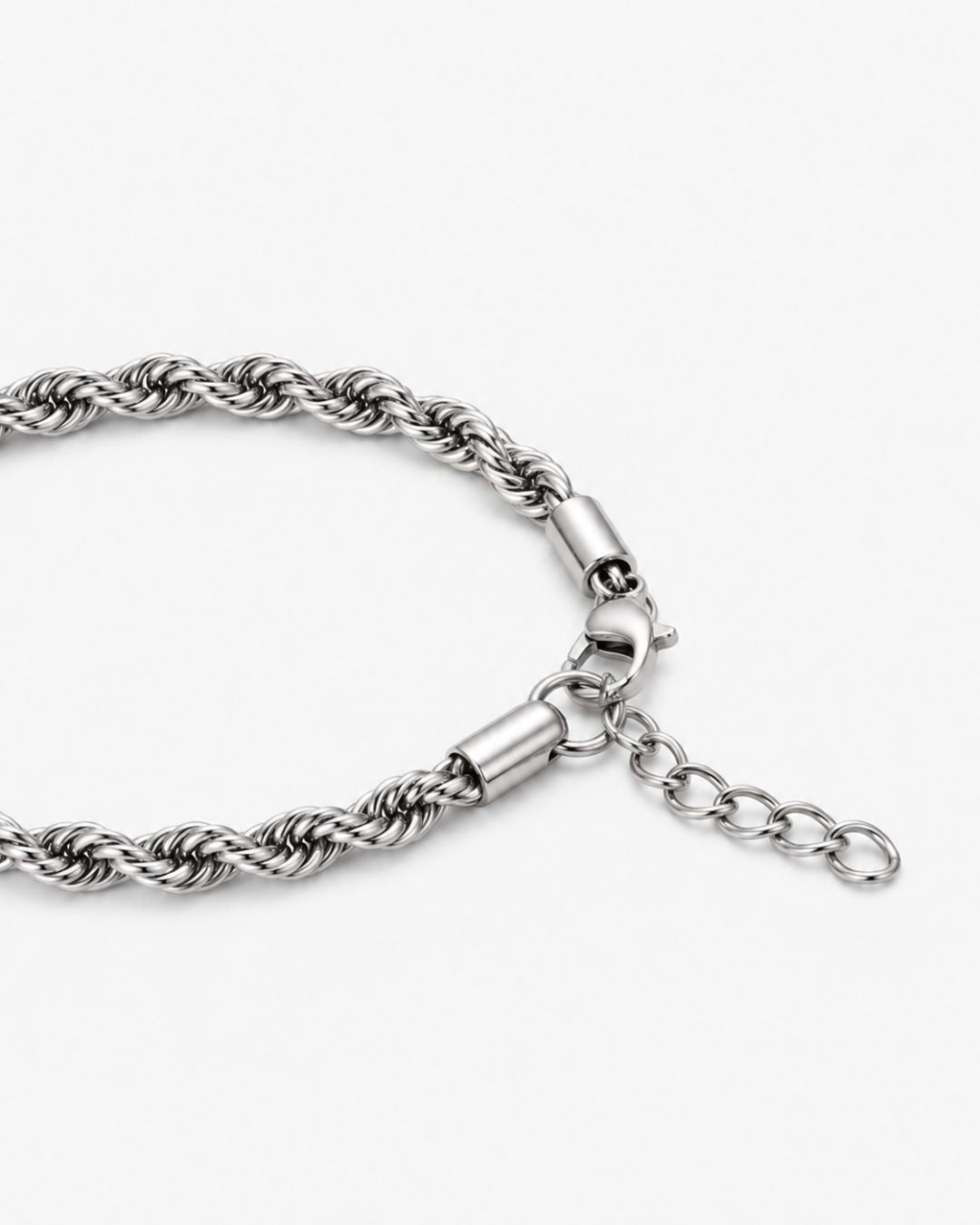 Bruce & Co Tressé Acier – Men’s Stainless Steel Rope Chain Bracelet, 5 mm, Adjustable