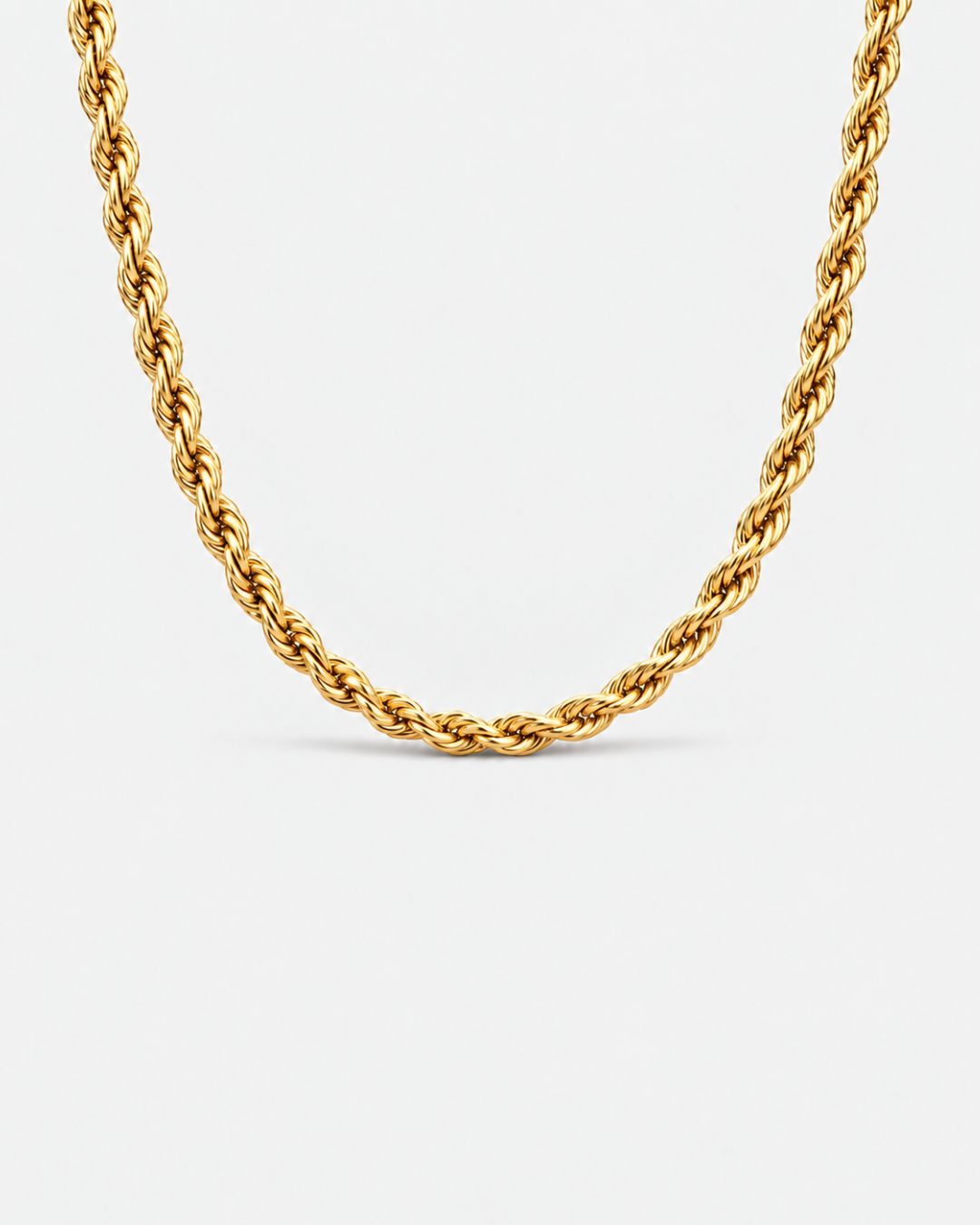 Bruce & Co Tressé Acier – Men’s 18K Gold-Plated Rope Chain Necklace, 5 mm, 50 cm