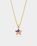 Bruce & Co USA Flag Star Pendant Necklace, Gold-Tone Steel