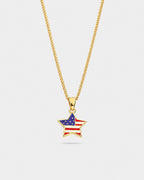 Bruce & Co USA Flag Star Pendant Necklace, Gold-Tone Steel