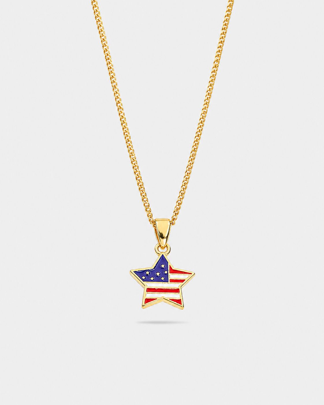 Bruce & Co USA Flag Star Pendant Necklace, Gold-Tone Steel
