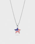 Bruce & Co USA Flag Star Pendant Necklace, Silver-Tone Steel