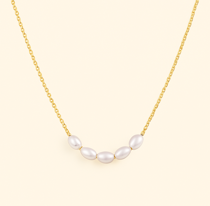 Bruce & Co Kona – Five Pearl Detail Chain Necklace