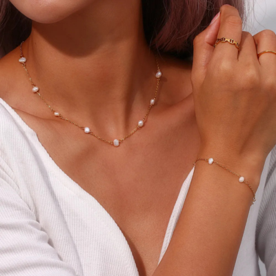 Bruce & Co Laney – Pearl Station Chain Necklace