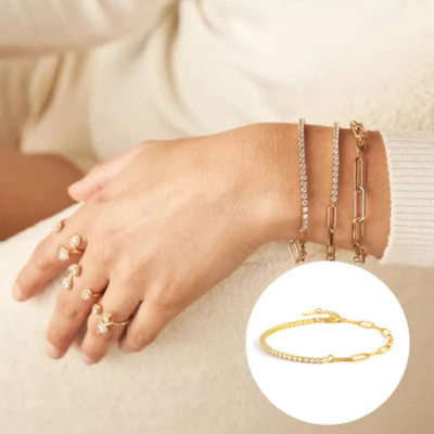Bruce & Co Fae – Half Tennis Paperclip Bracelet
