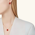 Bruce & Co Red Clover Necklace Bracelet Earrings Set