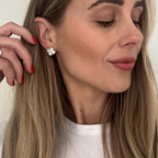 Bruce & Co Clover Stud Earrings with Beaded Border
