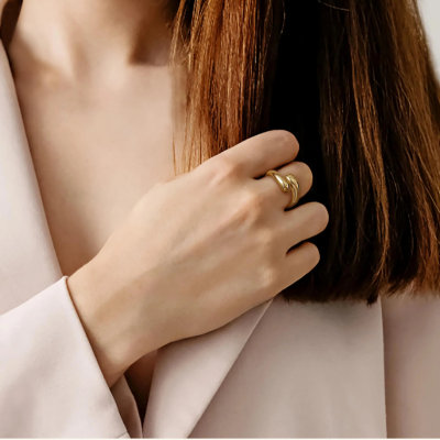 Adjustable Sculpted Open Ring — Cora
