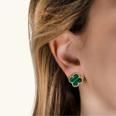 Bruce & Co Clover Stud Earrings with Beaded Border