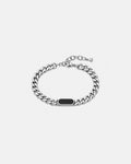 Bruce & Co Men’s Black Inlay Cuban Chain Bracelet, Adjustable Stainless Steel