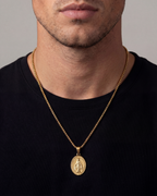 Bruce & Co Virgin Mary Medallion Necklace, Gold-Plated Steel
