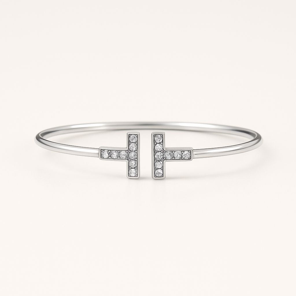 Bruce & Co Tess – T-Shaped Zirconia Detail Cuff