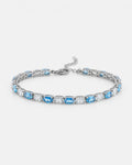 Bruce & Co Zafiro – Ocean Blue and Clear Oval Zirconia Bracelet, Adjustable