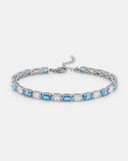 Bruce & Co Zafiro – Ocean Blue and Clear Oval Zirconia Bracelet, Adjustable