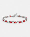 Bruce & Co Zafiro – Red and Clear Oval Zirconia Bracelet, Adjustable