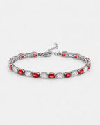 Bruce & Co Zafiro – Red and Clear Oval Zirconia Bracelet, Adjustable