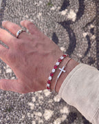 Bruce & Co Zafiro – Red and Clear Oval Zirconia Bracelet, Adjustable