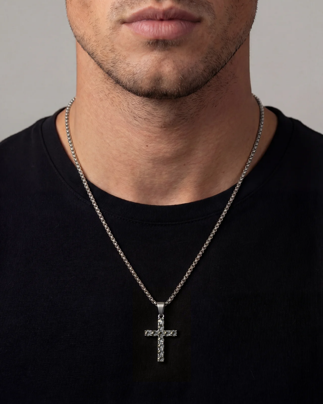 Bruce & Co Clear Zirconia Cross Pendant Necklace, Silver-Tone, 60 cm