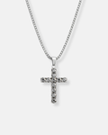 Bruce & Co Clear Zirconia Cross Pendant Necklace, Silver-Tone, 60 cm