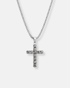 Bruce & Co Clear Zirconia Cross Pendant Necklace, Silver-Tone, 60 cm