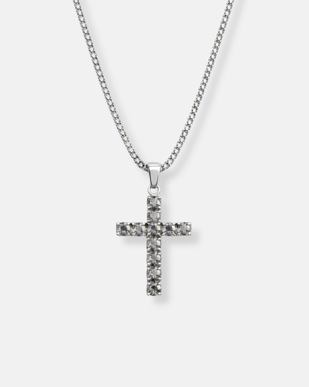Bruce & Co Clear Zirconia Cross Pendant Necklace, Silver-Tone, 60 cm