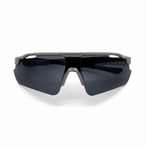 ACE Onyx black polarized UV400 running sunglasses front view on white