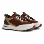 Aerivo Espresso Brown men's mesh casual sneakers front three-quarter view on pure white