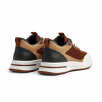 Aerivo Espresso Brown men's mesh casual sneakers rear view on pure white