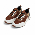 Aerivo Espresso Brown men's mesh casual sneakers top view on pure white