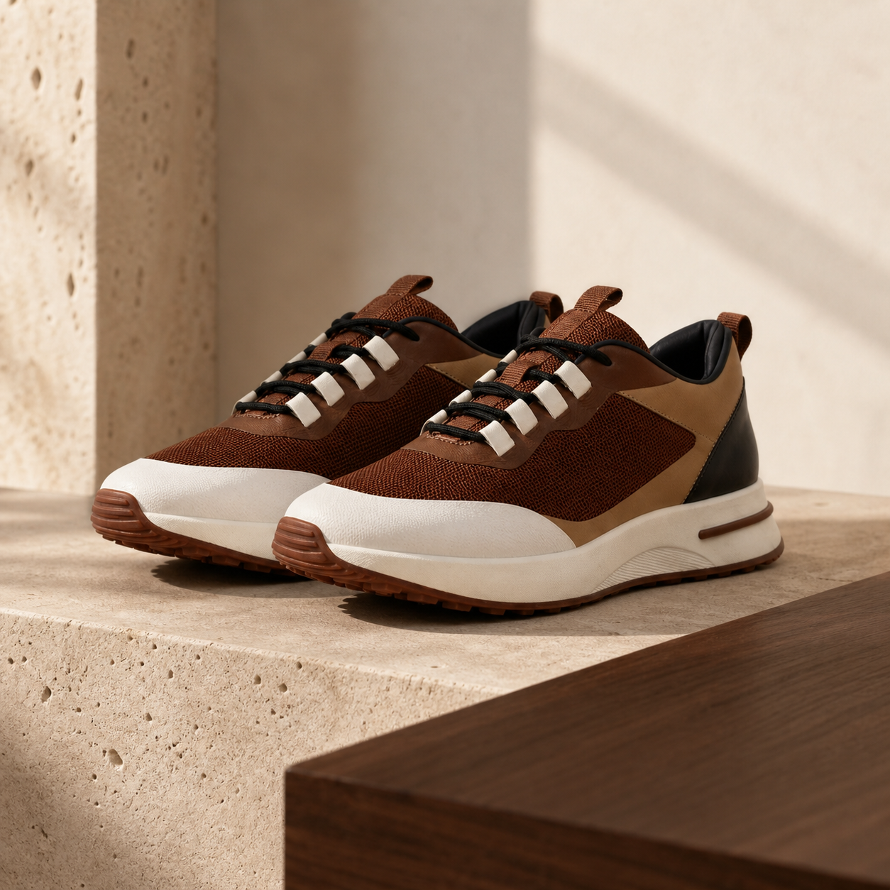 Aerivo Espresso Brown sneakers premium still life