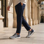 Aerivo Mist Grey sneakers — editorial walking scene