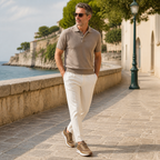Aerivo Taupe men's mesh casual sneakers gallery 05 editorial walk