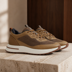 Aerivo Taupe men's mesh casual sneakers gallery 06 editorial still life
