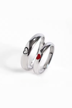 Bruce & Co Adjustable Heart Ring Set, 2 Pieces, Silver-Plated Steel