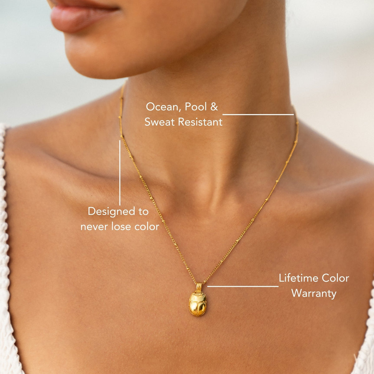 Bruce & Co Scarab Pendant Necklace, 22 mm, Steel