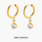 Bruce & Co Birthstone Color CZ Charm Hoop Earrings