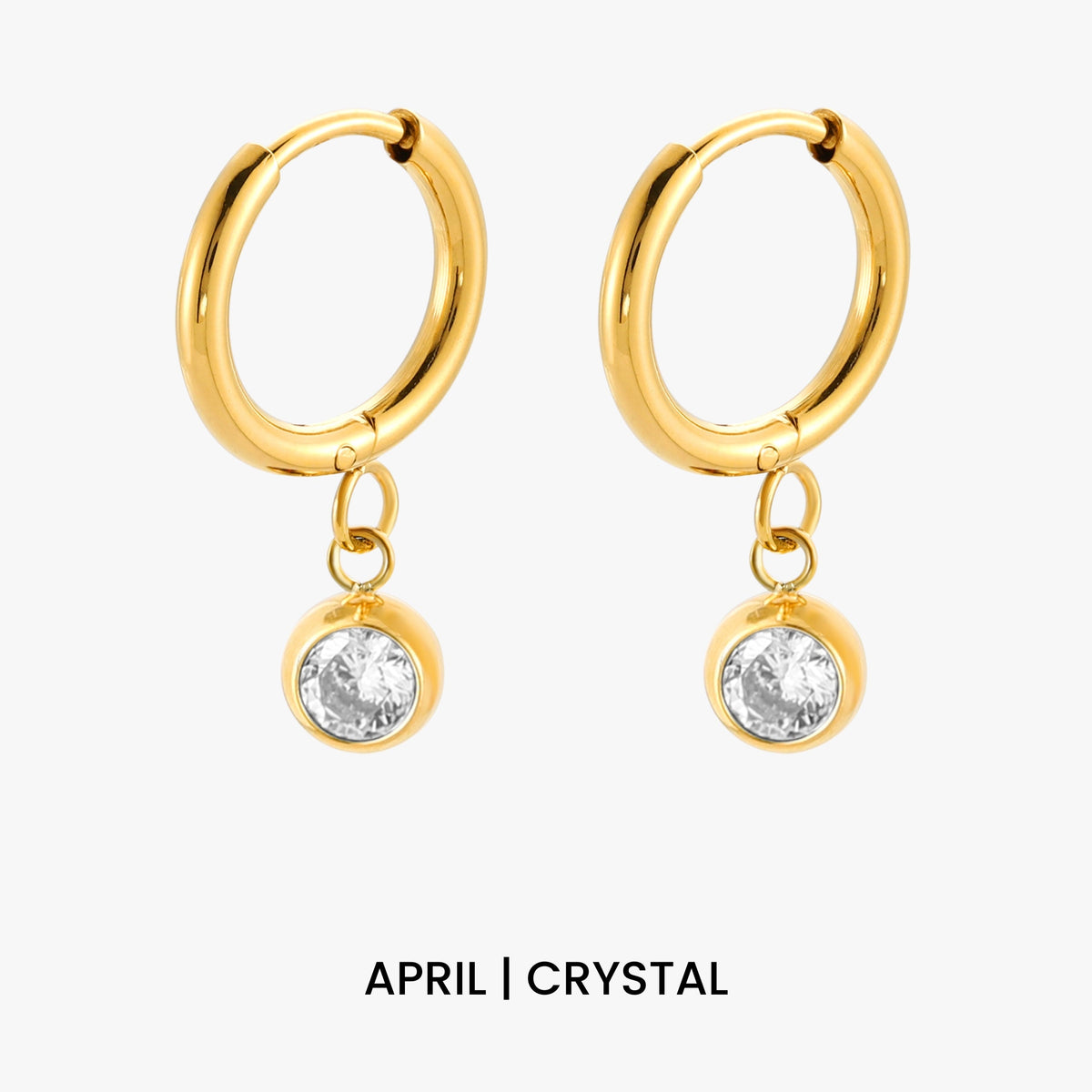Bruce & Co Birthstone Color CZ Charm Hoop Earrings
