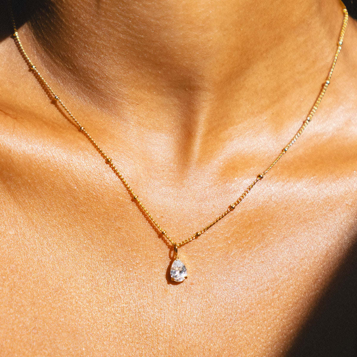 Bruce & Co Astra – White Teardrop Pendant Necklace
