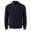 Avenor navy cable-knit half-zip sweater ghost mannequin