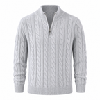 Avenor grey cable-knit half-zip sweater ghost mannequin