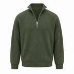 Green Avesaro men's ribbed cotton half-zip pullover on pure white