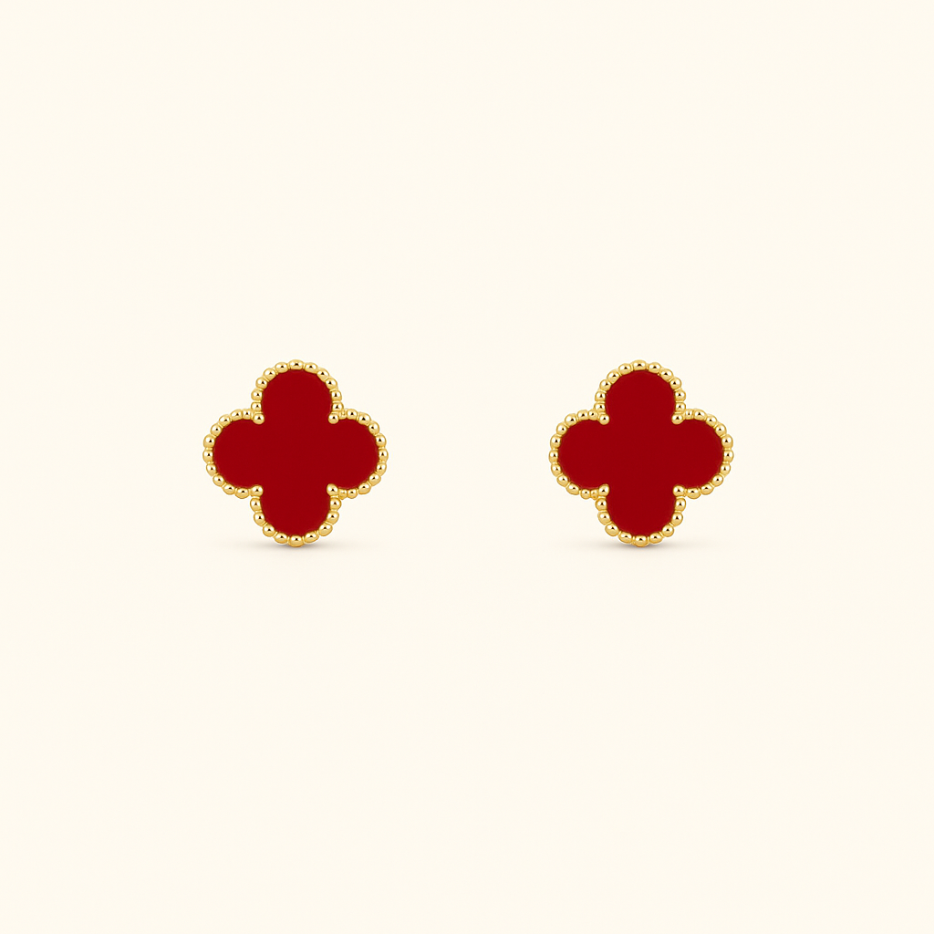 Bruce & Co Red Clover Necklace Bracelet Earrings Set