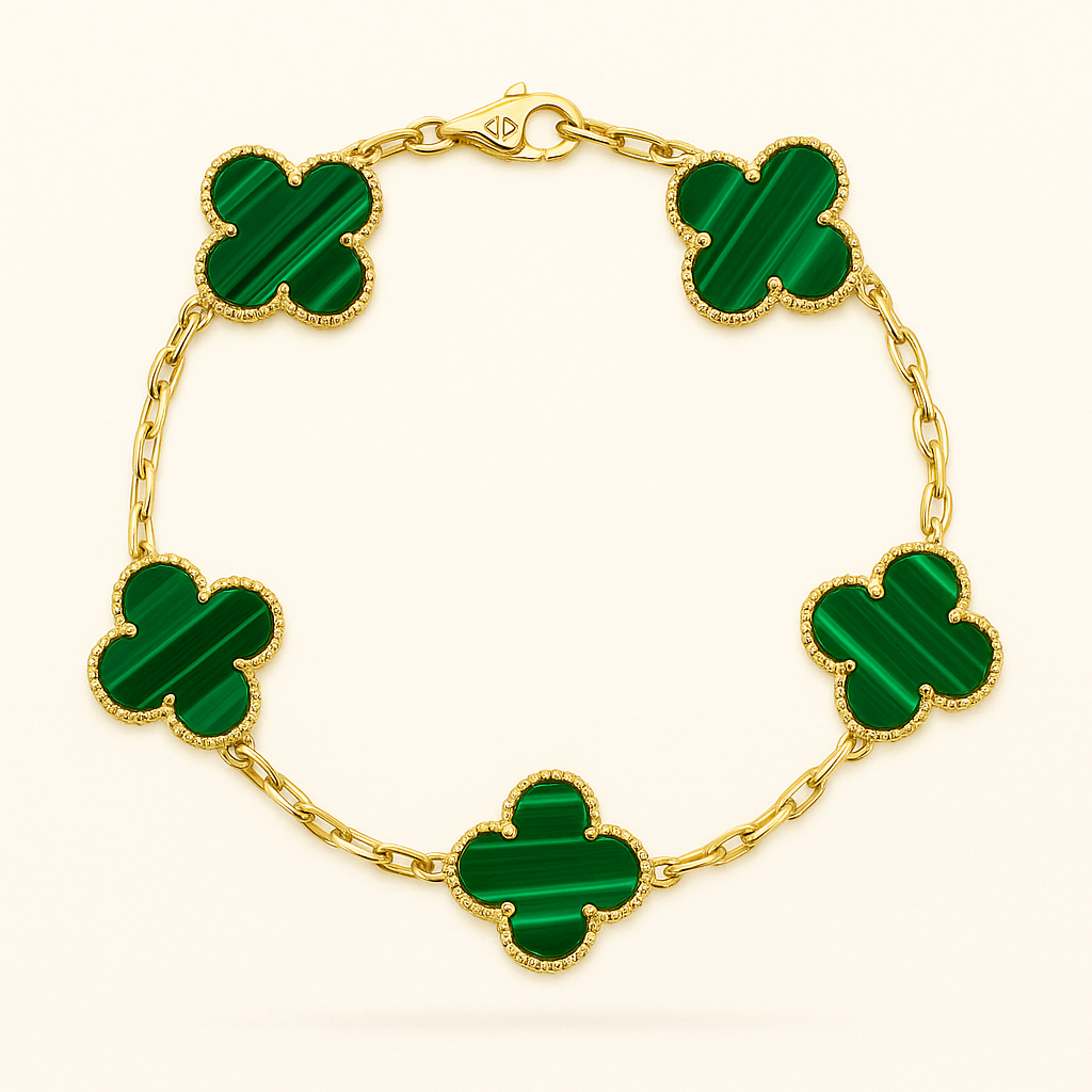 Bruce & Co Green Clover Necklace Bracelet Earrings Set