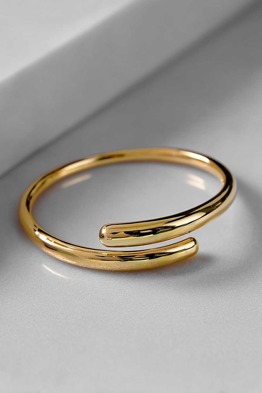 Bruce & Co Open Overlap Bangle Bracelet, Gold-Plated Stainless Steel