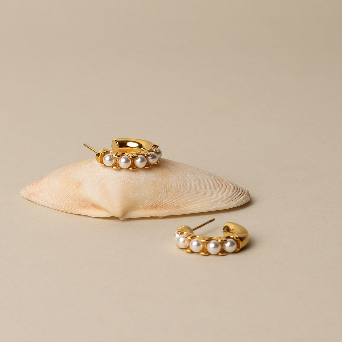 Bruce & Co Mother-of-Pearl Half-Hoop Earrings, 18 mm
