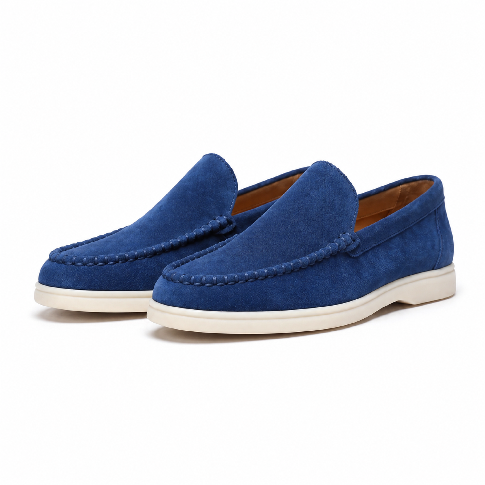 Bellaro Ultramarine loafers — pair front three-quarter on white