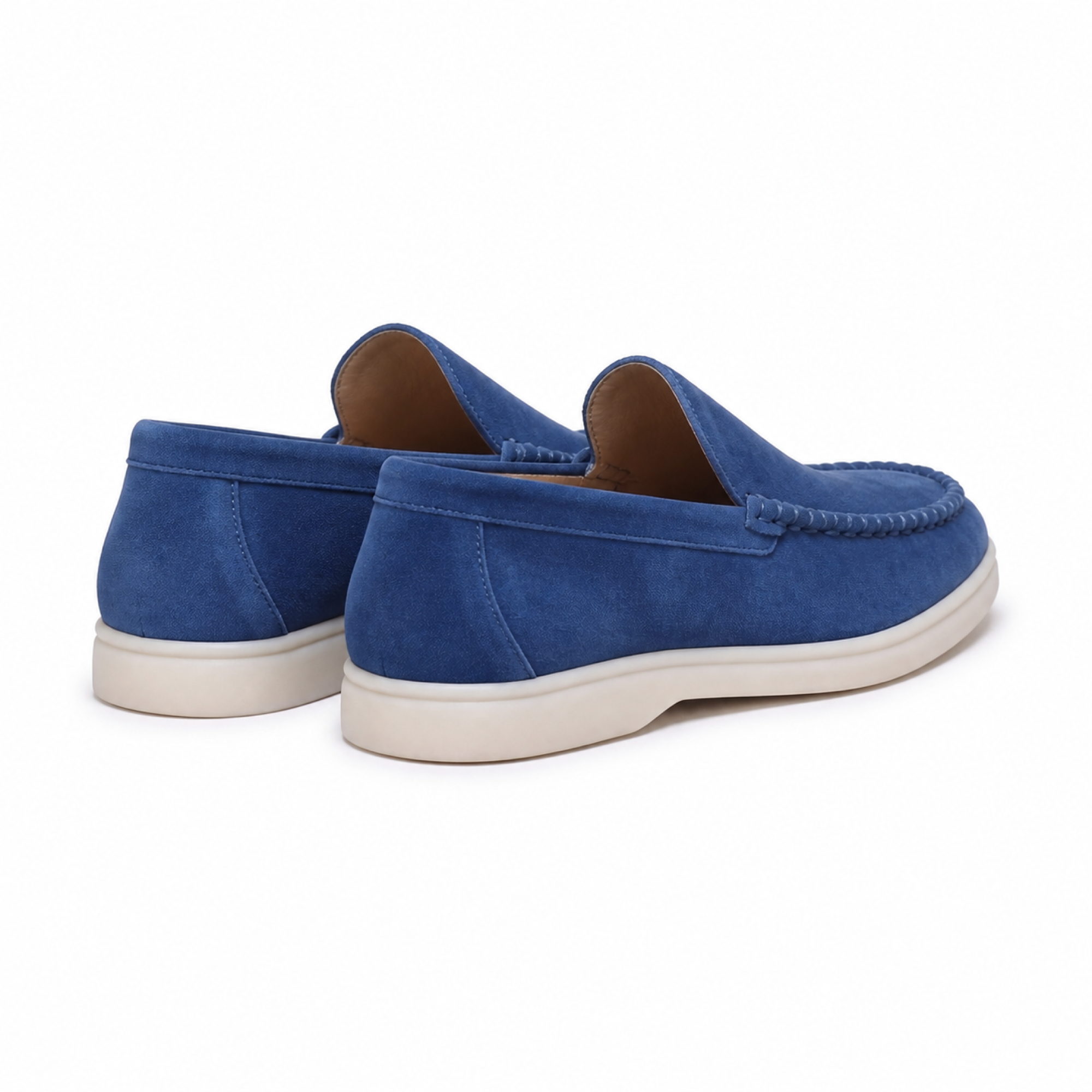 Bellaro Ultramarine loafers — rear three-quarter on white