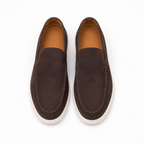 Bellaro warm grey loafers — top view